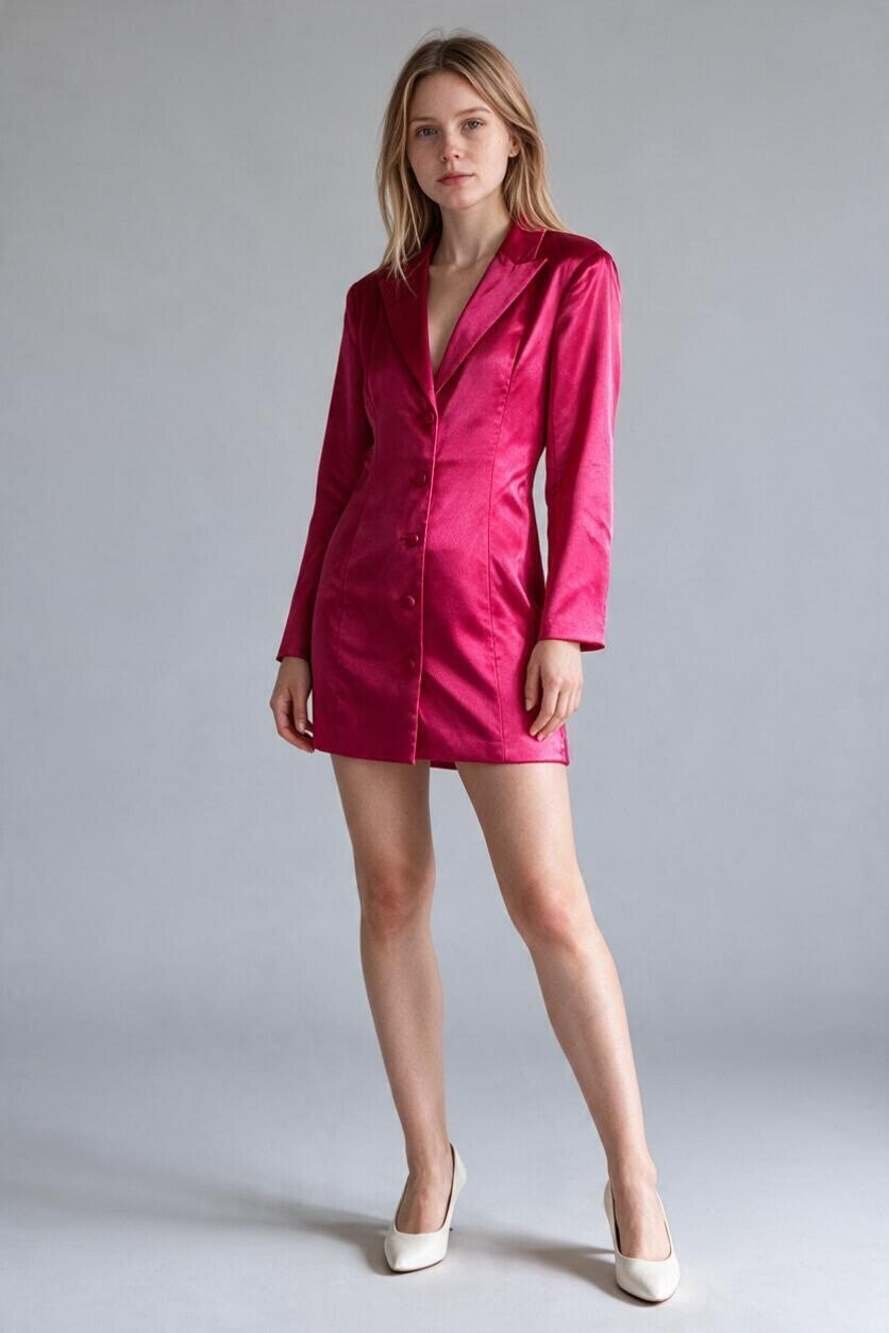 Naked Wardrobe Womens Red Satin Blazer Dress Size Large NEW